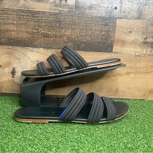 ROTHY'S Triple Bands Black Strappy Slide Sandals‎ Retired Flats Size 8.5